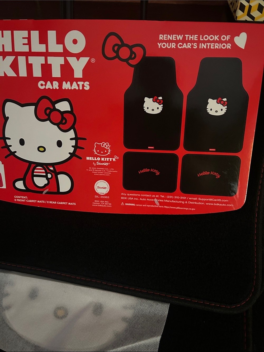 Hello Kitty Black and Red Car Floor Mats